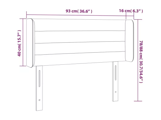 Kauf Unique LED Kopfteil Schwarz 93x16x78/88 cm Samt Neuheiten