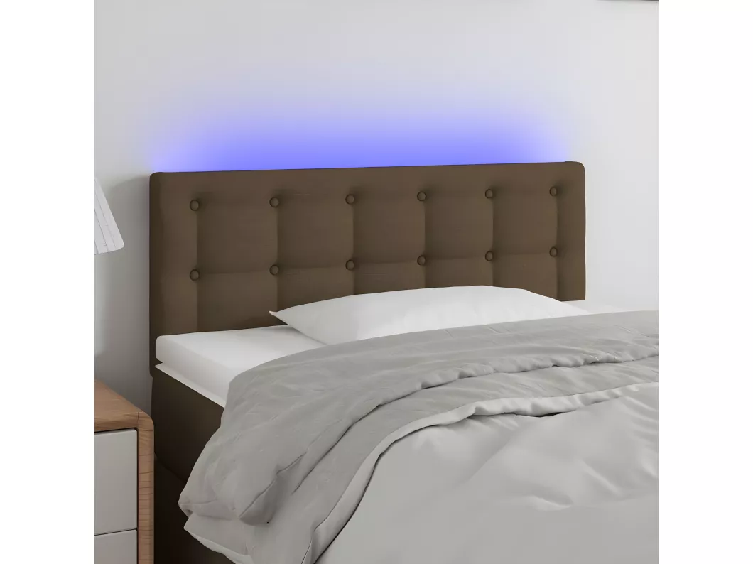 Kauf Unique LED Kopfteil Dunkelbraun 90x5x78/88 cm Stoff Sonderangebote
