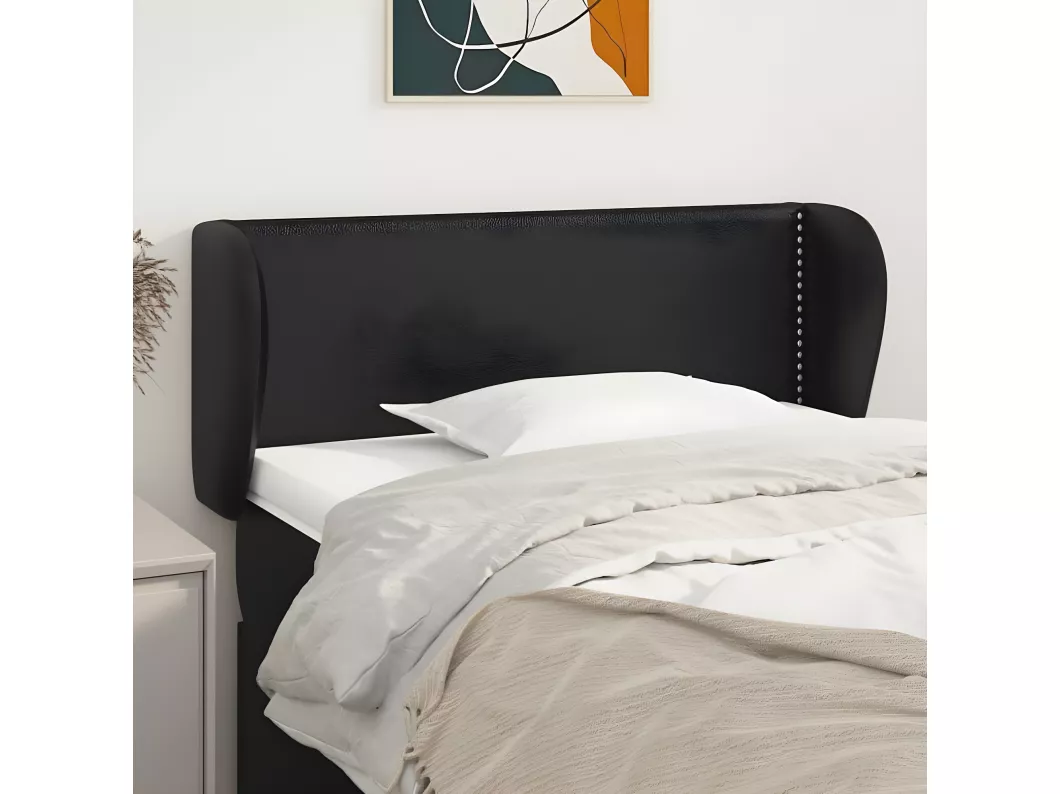 Kauf Unique Kopfteil mit Ohren Schwarz 83x23x78/88 cm Kunstleder