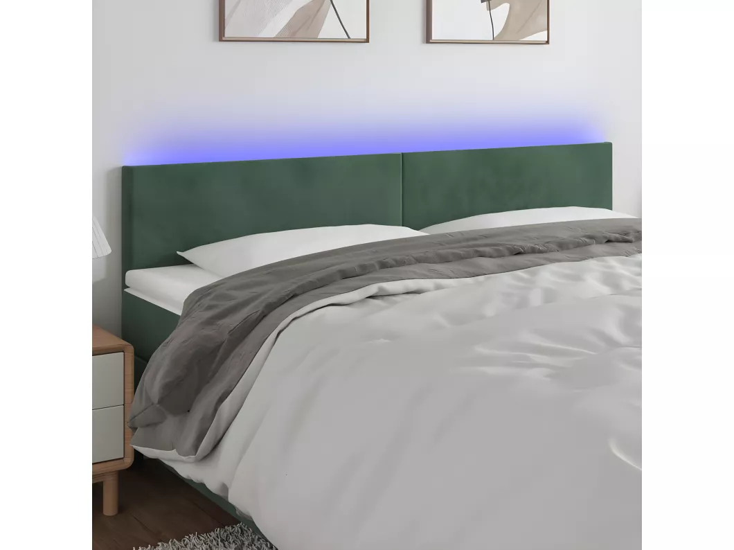 Kauf Unique LED Kopfteil Dunkelgrün 200x5x78/88 cm Samt Begrenzte Freigabe