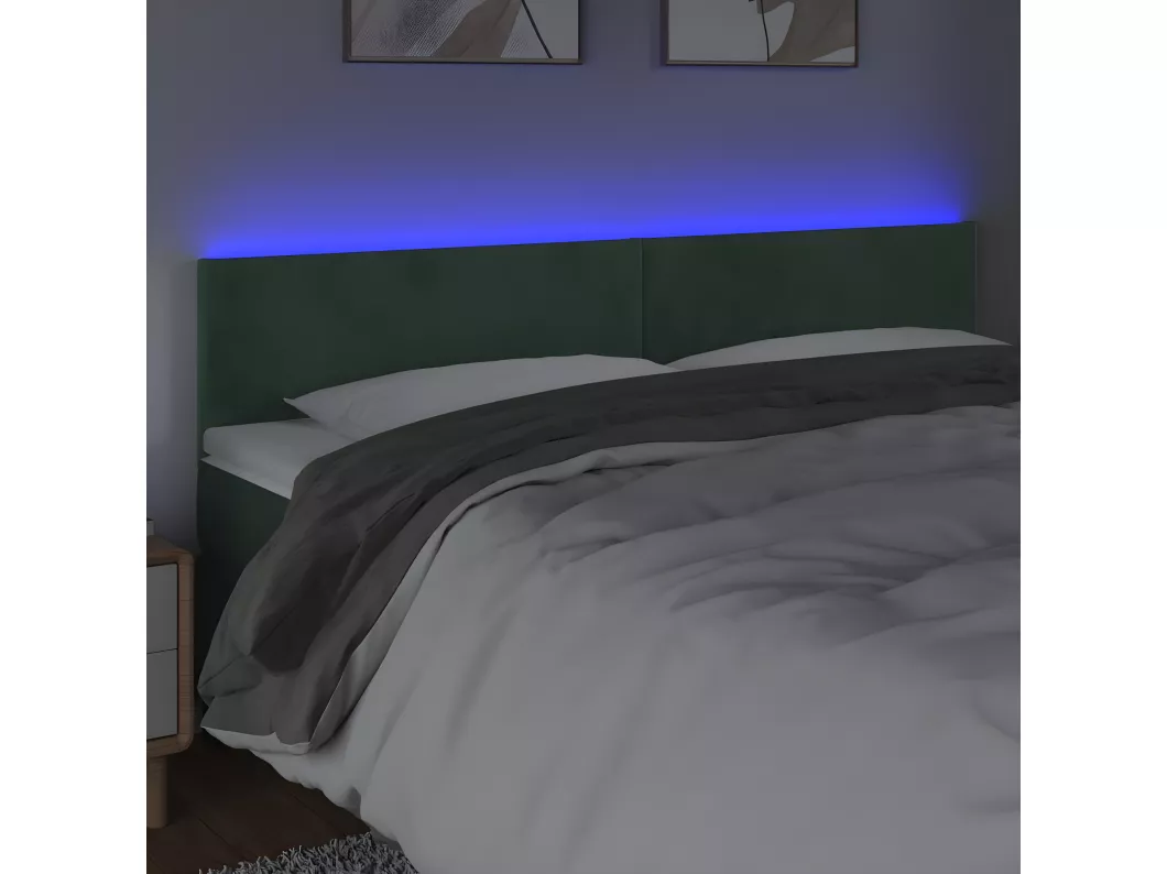 Kauf Unique LED Kopfteil Dunkelgrün 200x5x78/88 cm Samt Begrenzte Freigabe