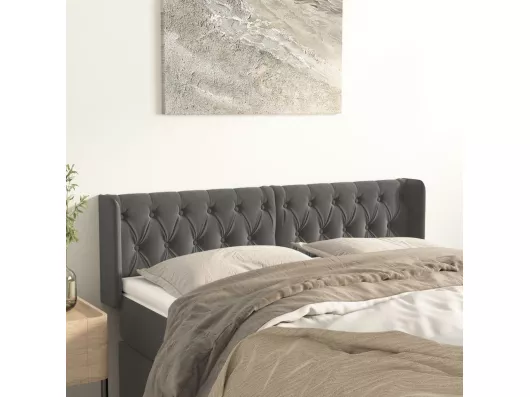 Kauf Unique Kopfteil mit Ohren Dunkelgrau 147x16x78/88 cm Samt Letzte 3 Tage