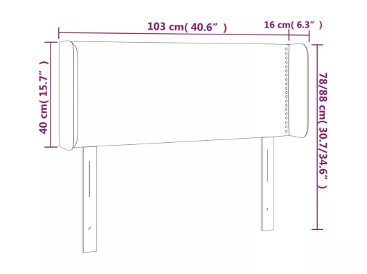 Kauf Unique LED Kopfteil Schwarz 103x16x78/88 cm Samt Nur noch ein Tag übrig