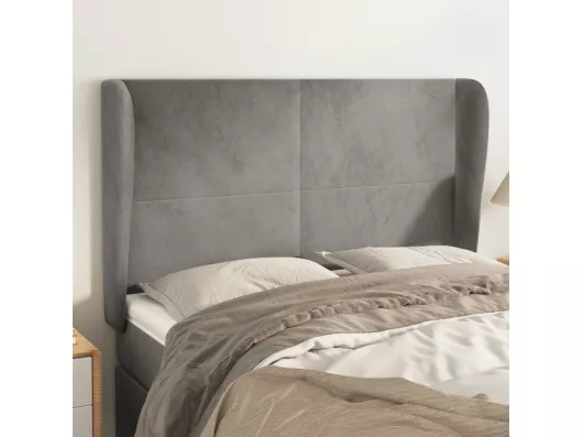 Kauf Unique Kopfteil mit Ohren Hellgrau 147x23x118/128 cm Samt Rabatte dieses Monats