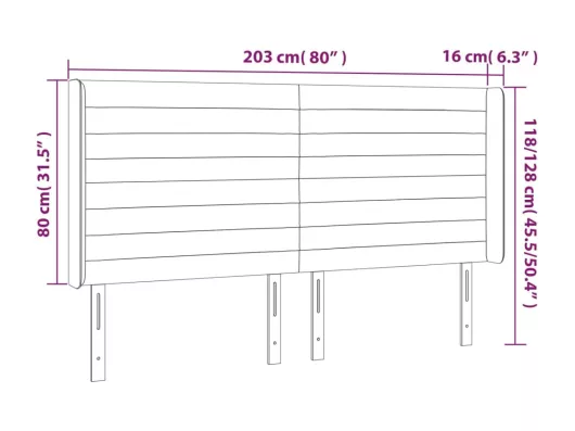 Kauf Unique LED Kopfteil Schwarz 203x16x118/128 cm Stoff 2025