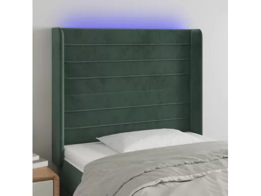 Kauf Unique LED Kopfteil Dunkelgrün 103x16x118/128 cm Samt Online