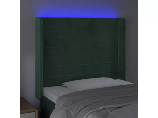 Kauf Unique LED Kopfteil Dunkelgrün 103x16x118/128 cm Samt Online