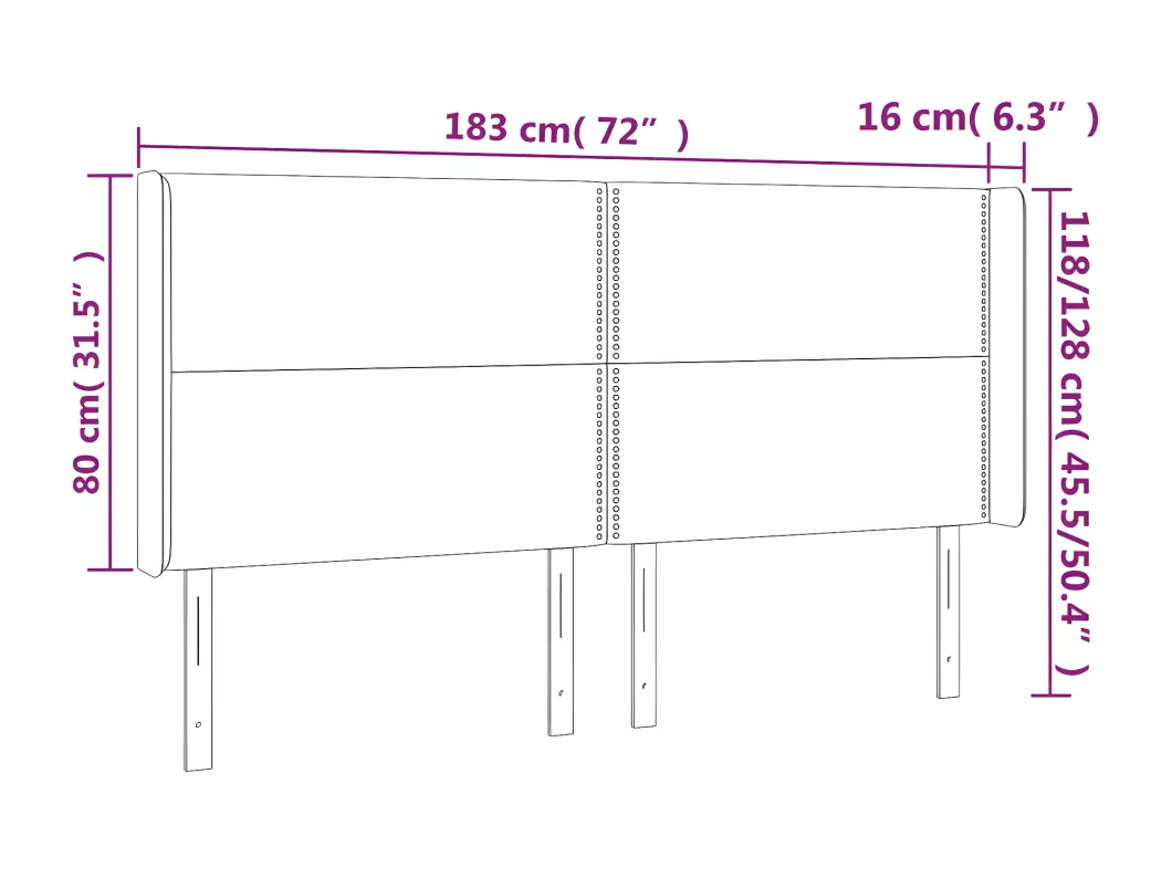 Kauf Unique LED Kopfteil Hellgrau 183x16x118/128 cm Stoff Auslauf