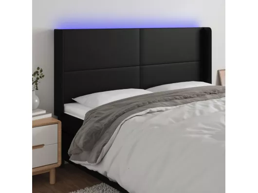 Kauf Unique LED Kopfteil Schwarz 203x16x118/128 cm Kunstleder