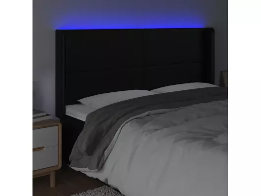 Kauf Unique LED Kopfteil Schwarz 203x16x118/128 cm Kunstleder Hotsell