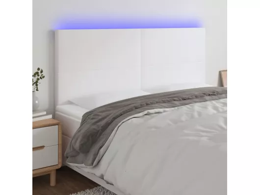 Kauf Unique LED Kopfteil Weiß 160x5x118/128 cm Kunstleder