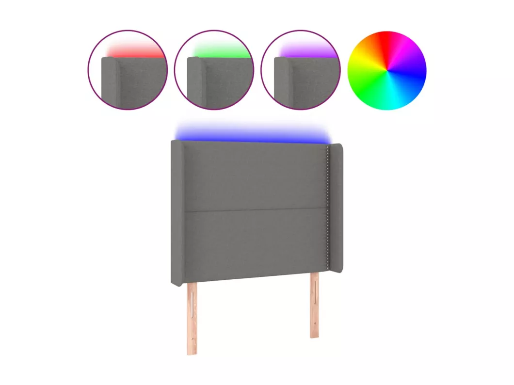 Kauf Unique LED Kopfteil Dunkelgrau 103x16x118/128 cm Stoff