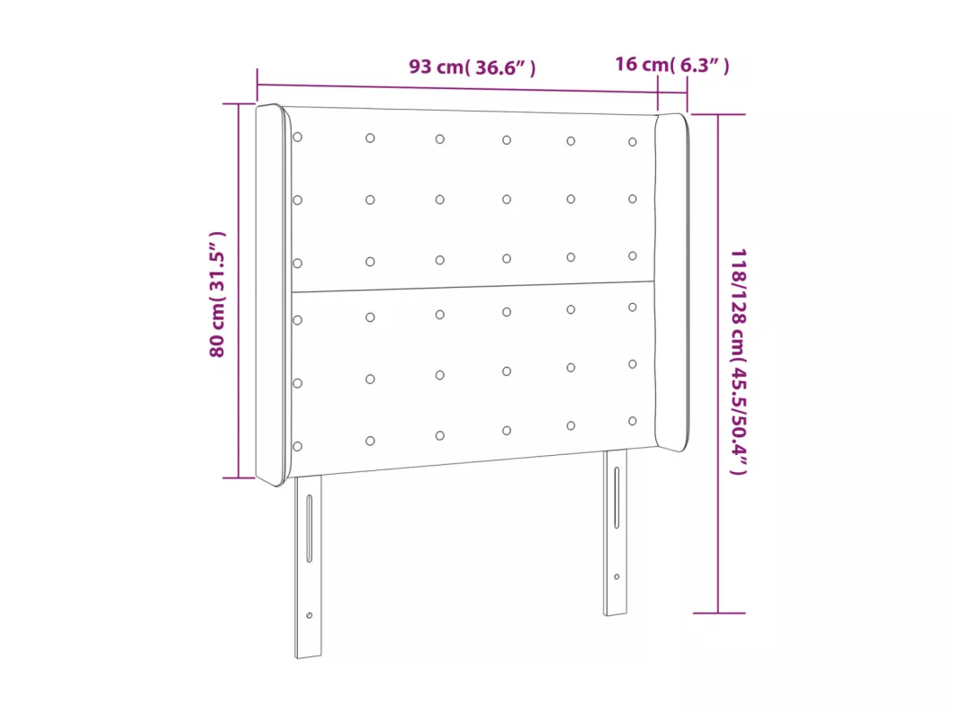 Kauf Unique LED Kopfteil Grau 93x16x118/128 cm Kunstleder Versandkostenfrei