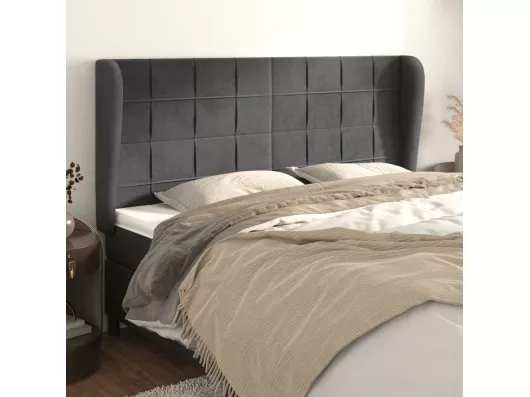 Kauf Unique Kopfteil mit Ohren Dunkelgrau 183x23x118/128 cm Samt
