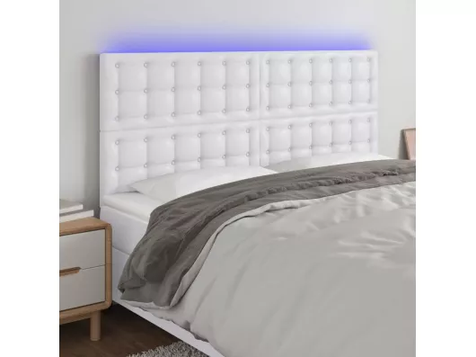 Kauf Unique LED Kopfteil Weiß 180x5x118/128 cm Kunstleder