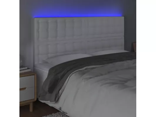 Kauf Unique LED Kopfteil Weiß 180x5x118/128 cm Kunstleder Online Shopping