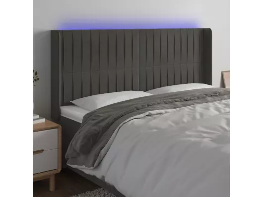 Kauf Unique LED Kopfteil Dunkelgrau 203x16x118/128 cm Samt Exklusivangebot