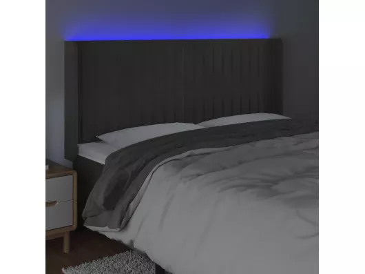 Kauf Unique LED Kopfteil Dunkelgrau 203x16x118/128 cm Samt Exklusivangebot