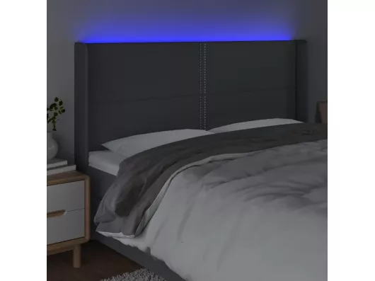 Kauf Unique LED Kopfteil Dunkelgrau 183x16x118/128 cm Stoff Preisnachlass