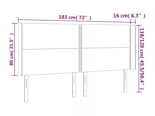 Kauf Unique LED Kopfteil Dunkelgrau 183x16x118/128 cm Stoff Preisnachlass