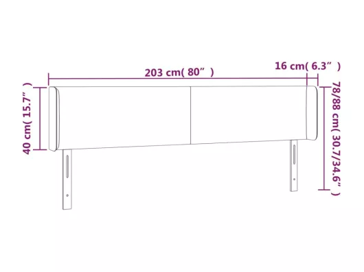 Kauf Unique LED Kopfteil Schwarz 203x16x78/88 cm Samt Saisonschlussverkauf