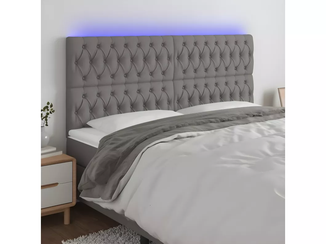 Kauf Unique LED Kopfteil Dunkelgrau 180x7x118/128 cm Stoff Cyber Monday