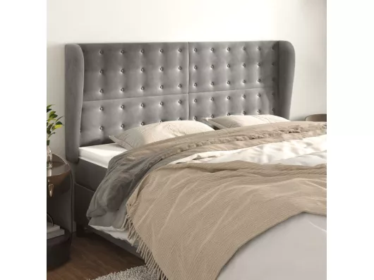 Kauf Unique Kopfteil mit Ohren Hellgrau 183x23x118/128 cm Samt