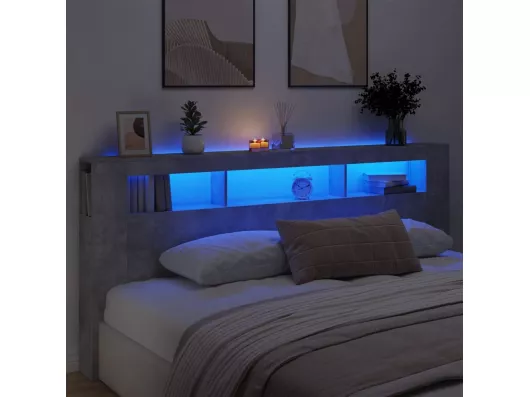 Kauf Unique LED-Kopfteil Betongrau 220x18,5x103,5 cm Holzwerkstoff