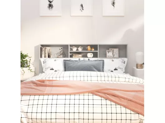 Kauf Unique Bett-Kopfteil mit Ablagen Betongrau 180x19x103,5 cm