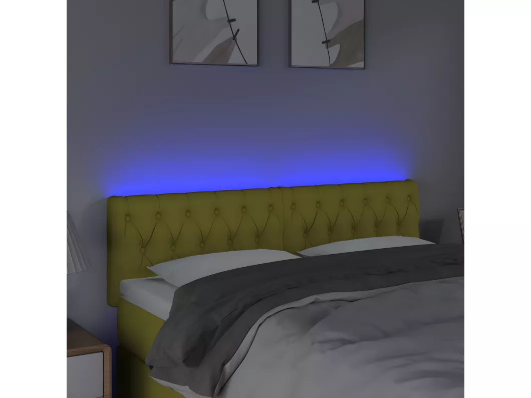 Kauf Unique LED Kopfteil Grün 144x7x78/88 cm Stoff Exklusive Angebote