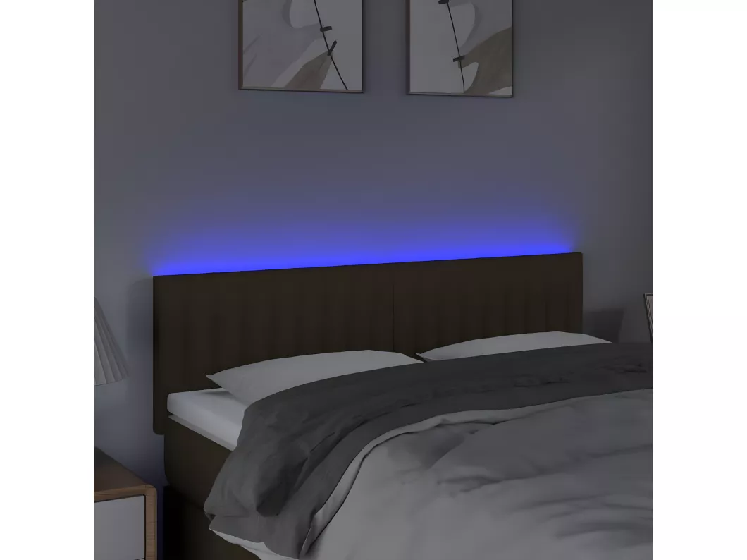 Kauf Unique LED Kopfteil Dunkelbraun 144x5x78/88 cm Stoff Bestseller