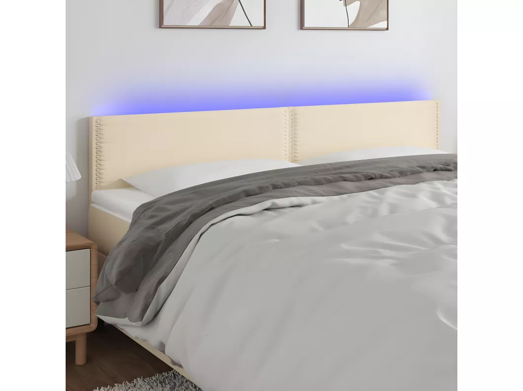 Kauf Unique LED Kopfteil Creme 200x5x78/88 cm Stoff