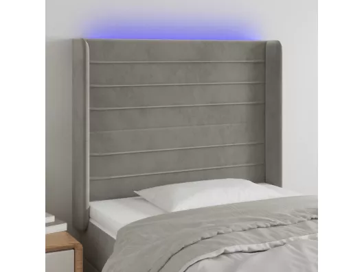 Kauf Unique LED Kopfteil Hellgrau 83x16x118/128 cm Samt
