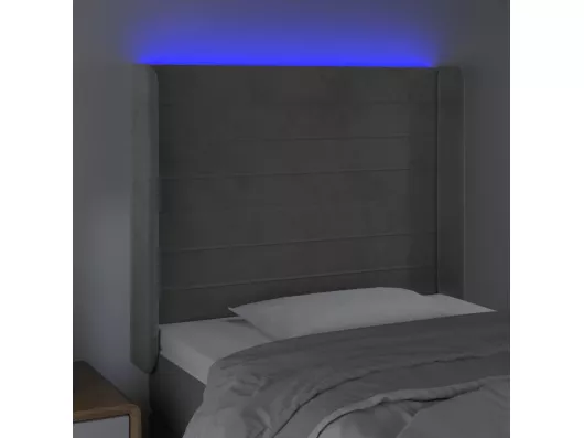 Kauf Unique LED Kopfteil Hellgrau 83x16x118/128 cm Samt Wochenangebot