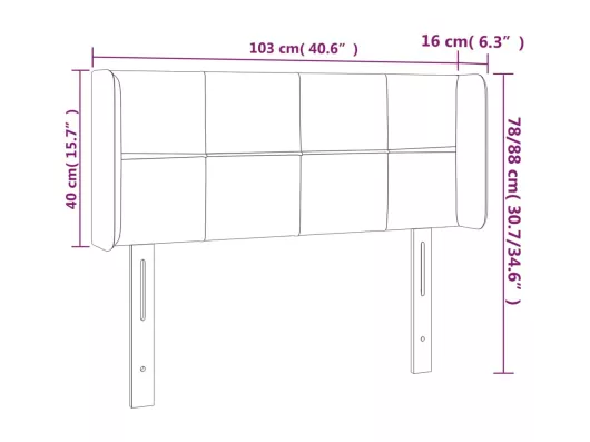 Kauf Unique LED Kopfteil Hellgrau 103x16x78/88 cm Samt Begrenzte Freigabe