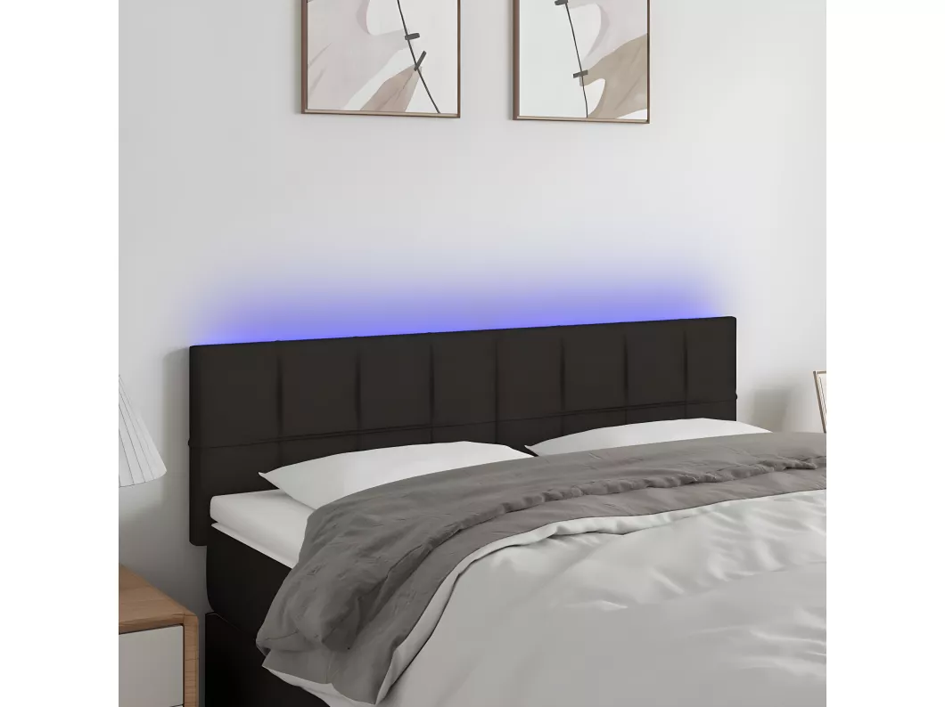 Kauf Unique LED Kopfteil Schwarz 144x5x78/88 cm Stoff