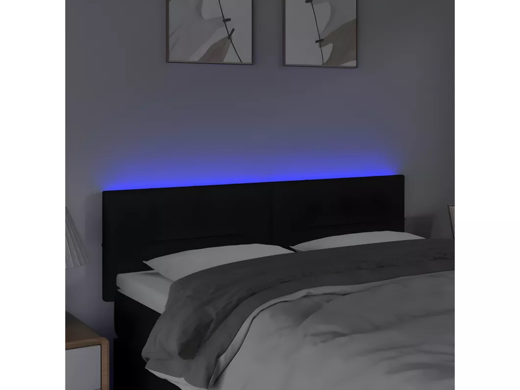 Kauf Unique LED Kopfteil Schwarz 144x5x78/88 cm Stoff JETZT KAUFEN