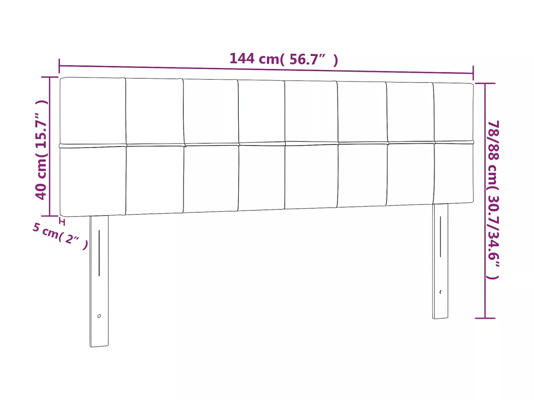 Kauf Unique LED Kopfteil Schwarz 144x5x78/88 cm Stoff JETZT KAUFEN