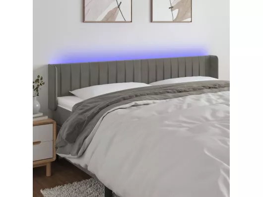 Kauf Unique LED Kopfteil Hellgrau 183x16x78/88 cm Samt
