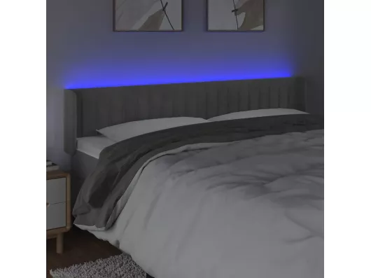 Kauf Unique LED Kopfteil Hellgrau 183x16x78/88 cm Samt Bis zu 50% Rabatt