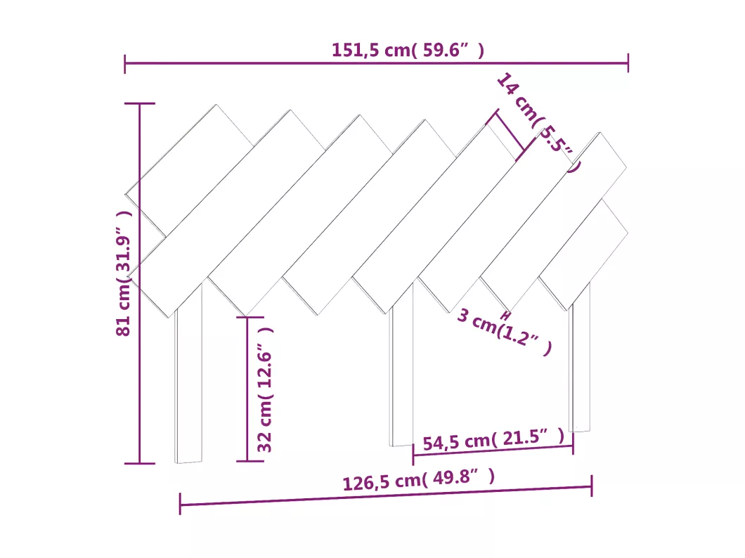 Kauf Unique Bett-Kopfteil 151,5x3x81 cm Massivholz Kiefer Bis zu 60% Rabatt