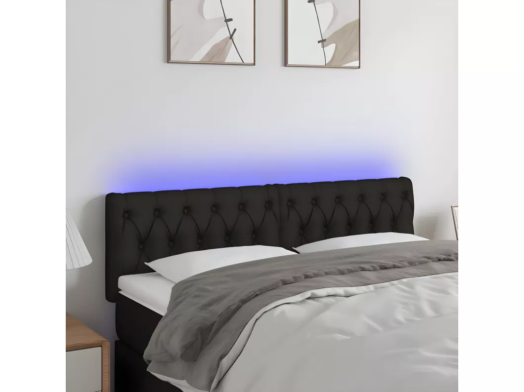 Kauf Unique LED Kopfteil Schwarz 144x7x78/88 cm Stoff
