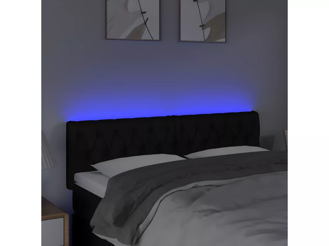 Kauf Unique LED Kopfteil Schwarz 144x7x78/88 cm Stoff Hotsell
