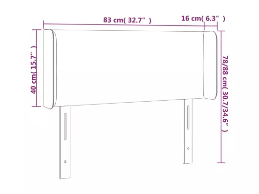 Kauf Unique LED Kopfteil Schwarz 83x16x78/88 cm Kunstleder Meist gekauft