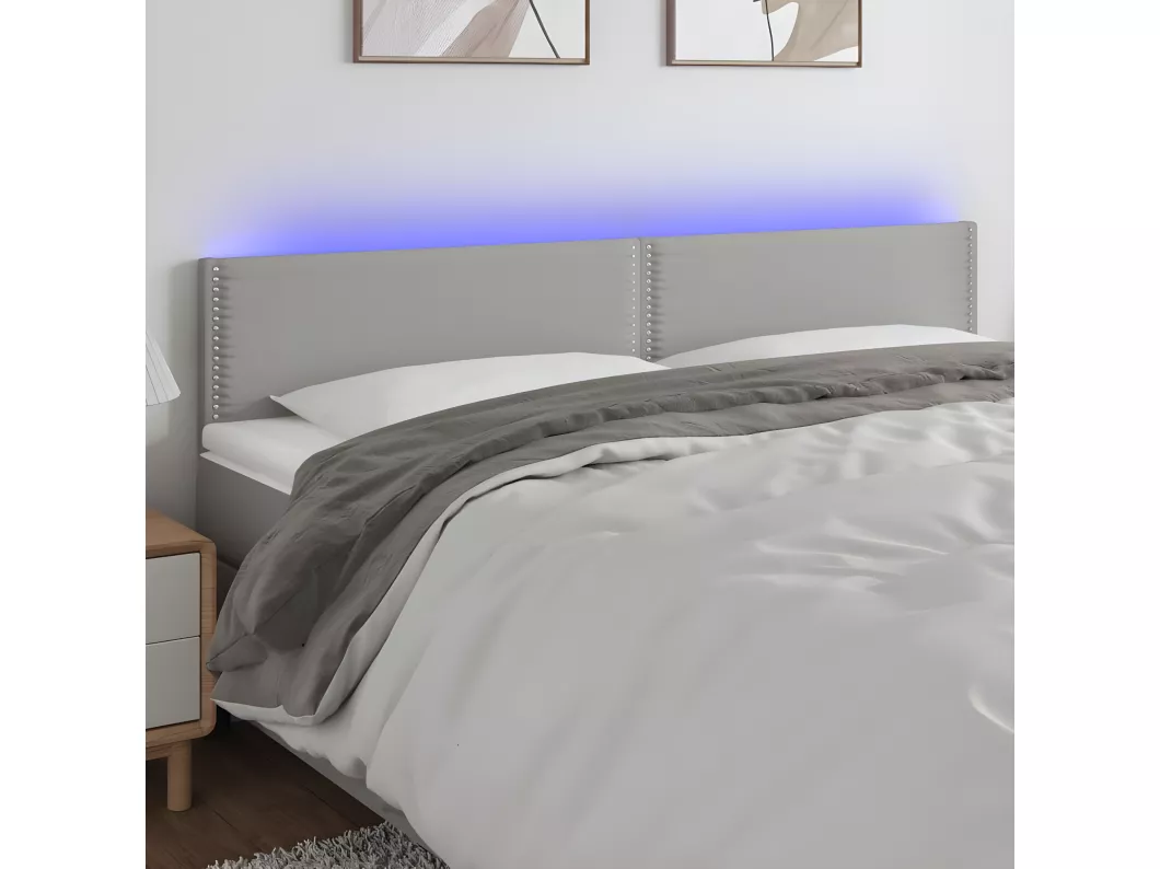 Kauf Unique LED Kopfteil Hellgrau 160x5x78/88 cm Stoff