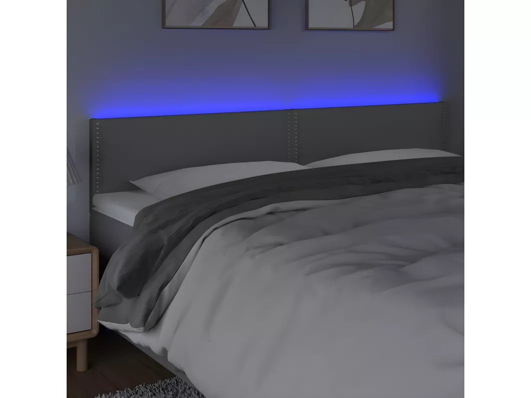 Kauf Unique LED Kopfteil Hellgrau 160x5x78/88 cm Stoff Sonderangebot