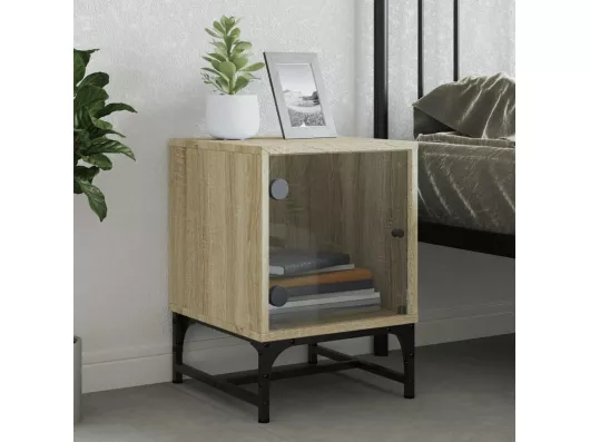 Kauf Unique Nachttisch mit Glastür Sonoma-Eiche 35x37x50 cm Cyber Monday