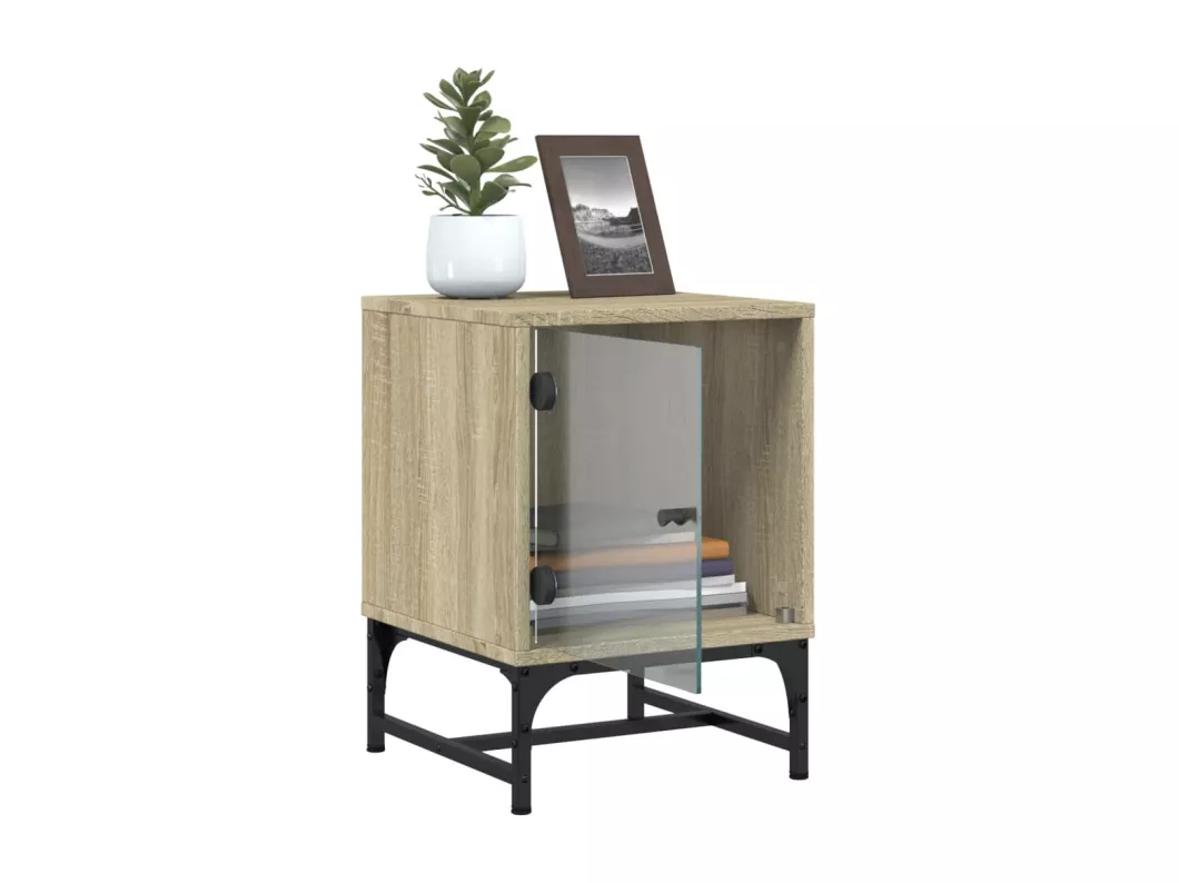 Kauf Unique Nachttisch mit Glastür Sonoma-Eiche 35x37x50 cm Cyber Monday