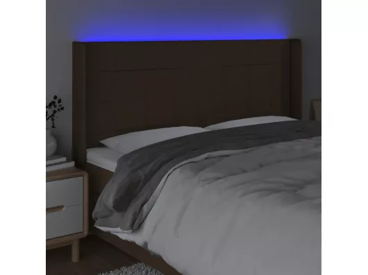 Kauf Unique LED Kopfteil Dunkelbraun 163x16x118/128 cm Stoff Muttertagsangebot