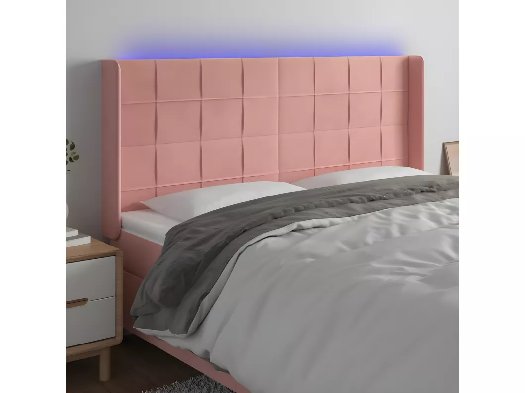 Kauf Unique LED Kopfteil Rosa 163x16x118/128 cm Samt Valentinstagsangebot